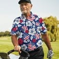 thumbnail image 6 of Tropical Hibiscus American Flag Polo Shirts For Men Aloha Shirt Mens Polo Shirts Short Sleeve Button Up Shirt Men Golf Shirts, 6 of 7