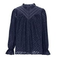 thumbnail image 3 of Wancir Women Hollow Out Fall Tops 2024 Dressy Lace Eyelet Buttons V Neck Long Sleeve Casual Embroidery Boho Blouse Shirts, 3 of 5