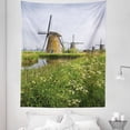 thumbnail image 1 of Windmill Tapestry, Country Landscape the Netherlands Spring Blooming Parsley, Fabric Wall Hanging Decor for Bedroom Living Room Dorm, 5 Sizes, Pale Coffee Pale Blue, by Ambesonne, 1 of 1
