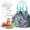 thumbnail image 4 of Pioneer Flower Floral Print Pattern Drawstring Lunch Bag Women - Drawstring Lunch Bag Insulated for Work Office - Stain-Resistant Large Lunchbags for Women with Multi-Pockets, 4 of 6