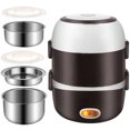 thumbnail image 2 of Fiambrera eléctrica Tres capas Calefacción de acero inoxidable Arroz Trabajador de oficina Enchufe Calefacción eléctrica Aislamiento térmico Fiambrera, Café enchufe de la UE esquí esquí Gafas de esquí, 2 of 5