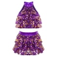 thumbnail image 3 of Chicas moderno Jazz Latino Salsa Samba Rumba danza traje de actuación metálico brillante lentejuelas Crop Top con falda pantalones cortos Culottes, 3 of 5