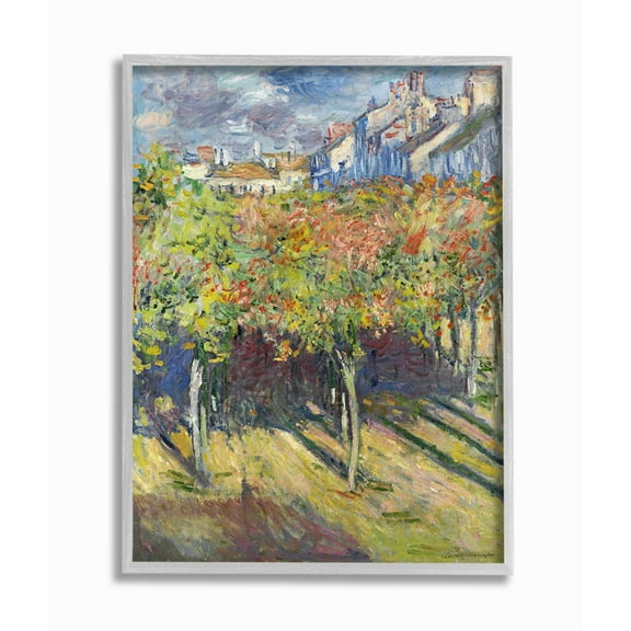 Stupell Industries City Orchard Green Blue Classic Monet Painting Gray Framed Art Print Wall Art, 16x20, by Claude Monet