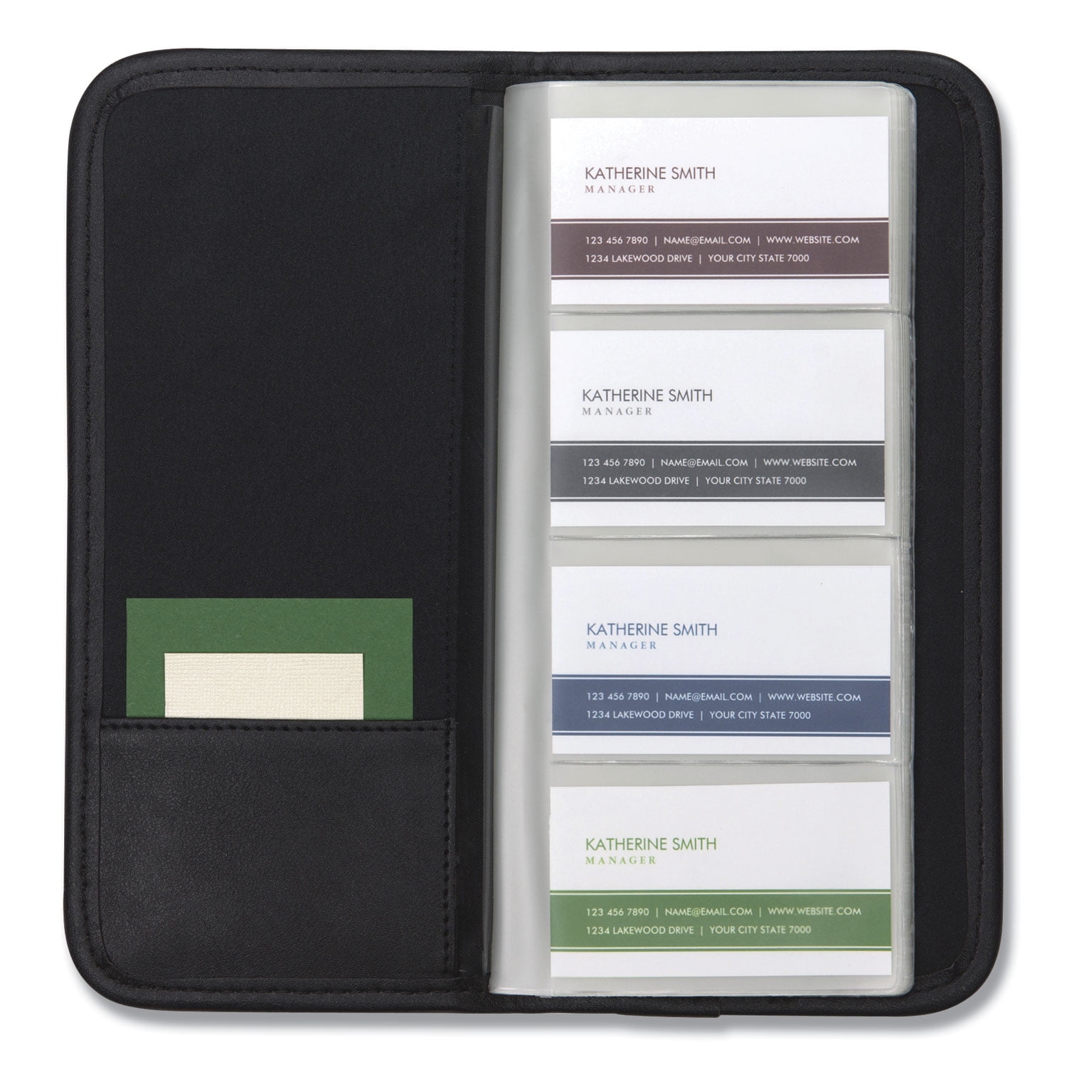1PC Samsill Professional Vinyl Business Card File, Holds 160 2 x 3.5 Cards, 4.75 x 10.25, Black