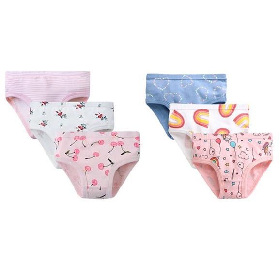 6Pcs Cotton Underwear for Baby Girls Cotton Floral Cute Cartoon Unicorn Princess Briefs,Little Girls Soft Breathable Underpants