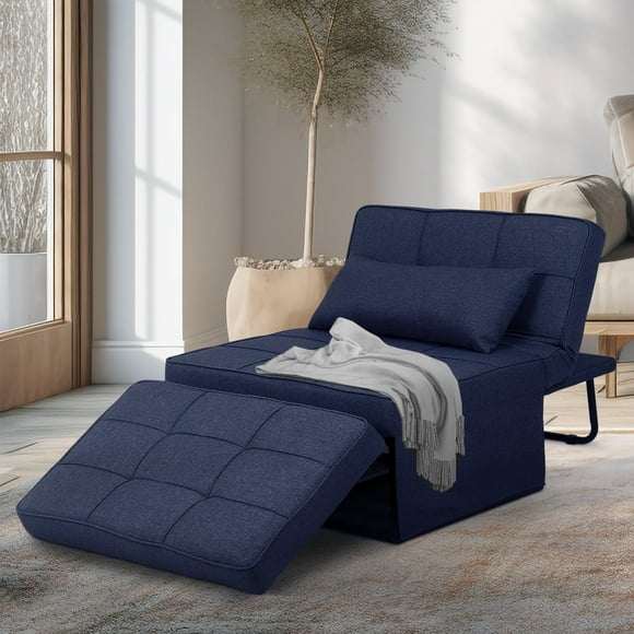 Ainfox Folding Sofa Bed, 4 in 1 Daybeds Ottoman Chair Lounge Couch for Guest Sleeper, Suitable for Modern Living Room, Bedroom, Twin Size(Deep Blue)