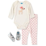 Bon Bebe Girls 0-9 Months Bodysuit Pant Set with Matching Shoes(Ivory 6-9 Months)