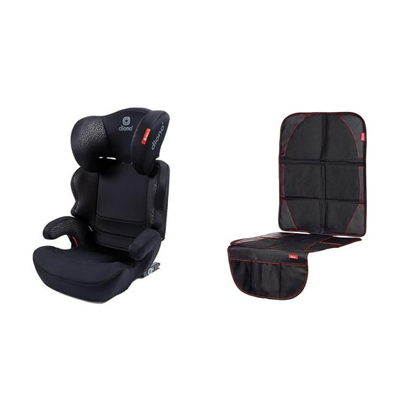 Diono Everett NXT Booster with Rigid Latch Plus Ultra Mat Full Back Seat Protector, 5 Layers, 3 Pockets