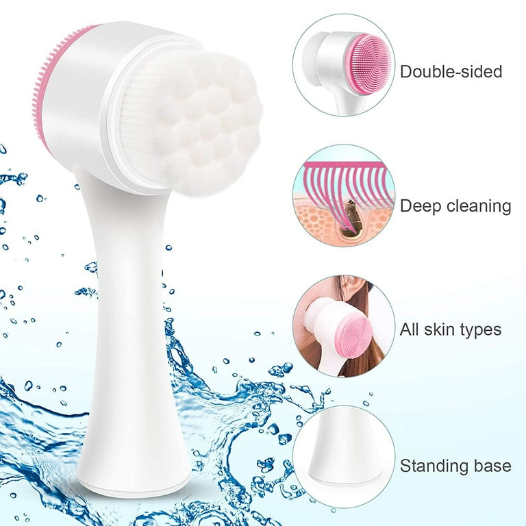 Face Brush 2 in 1, Facial Cleansing Exfoliating Brush with