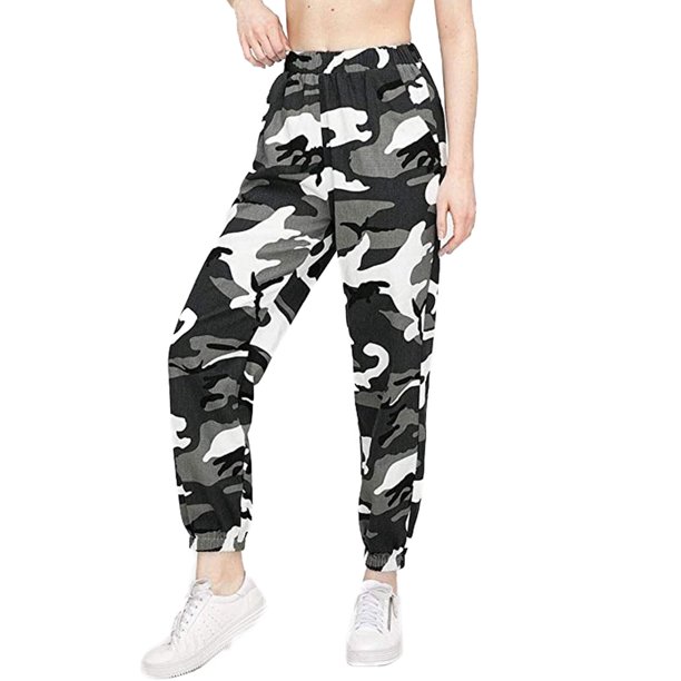 camo high waisted joggers
