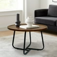 thumbnail image 4 of CERBIOR Vintage Modern Small Round Coffee Table, Living Room Centerpiece, Wooden Surface Top & Sturdy Metal Legs, Minimalist Display Side Table, 4 of 7