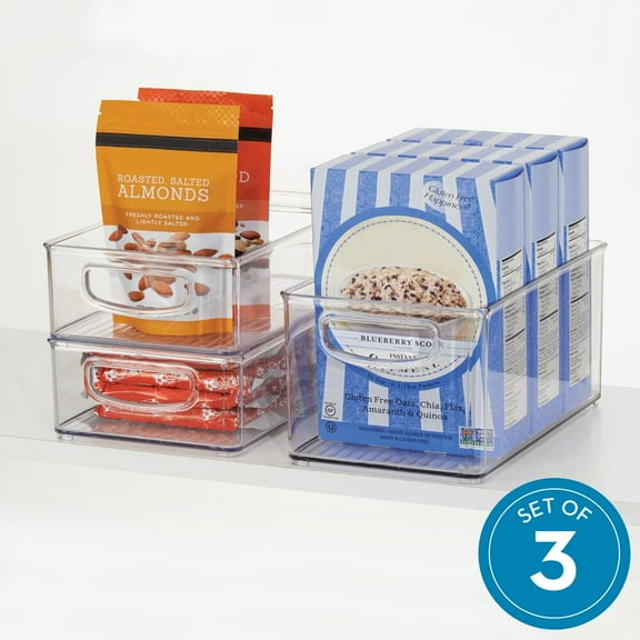 iDesign, Plastic Storage Bin 3-Piece Set, Clear,