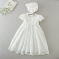 thumbnail image 5 of Baby Girls Christening Outfit Embroidered Baptism Dress Gown Bonnet 2 Pcs Clothes Set, 5 of 6