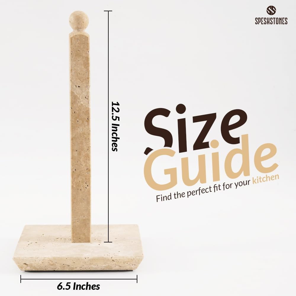 Radicaln Square Paper Towel Holder 12.5" Travertine Marble Paper Towels Organizer for Kitchen Countertop Storage, Kitchen Essentials, Sleek Freestanding Paper Roll Stand for Bathroom Décor