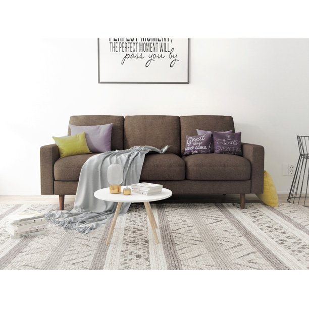 US Pride Furniture Velvet Modern MidCentury Obadiah Sofa, Brown