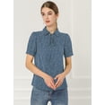 thumbnail image 2 of DARING DIVA Women's Polka Dots Tie Bow Chiffon Blouse S Blue Grey-Dots, 2 of 6