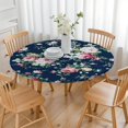 thumbnail image 3 of Pioneer Flower Floral Print Pattern Round Fitted Tablecloth with Elastic Edge,Dining Table Cover Waterproof,Outdoor Round Tablecloth for Camping,Dining,Indoor and Outdoor, 3 of 7