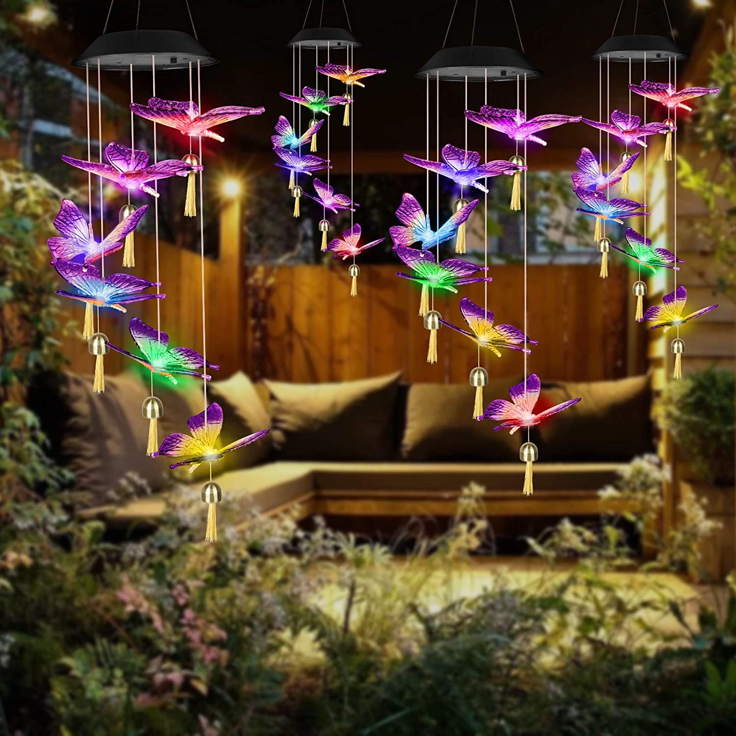 Star Solar Wind Chimes Outdoor Waterproof Garden Light - Temu Canada