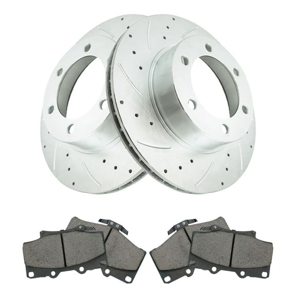 TRQ Front Performance Brake Pad & Rotor Kit Brake Pads Brake Rotors Set Ceramic Premium G-Coated Fits Select 1996-2000 Toyota 4Runner