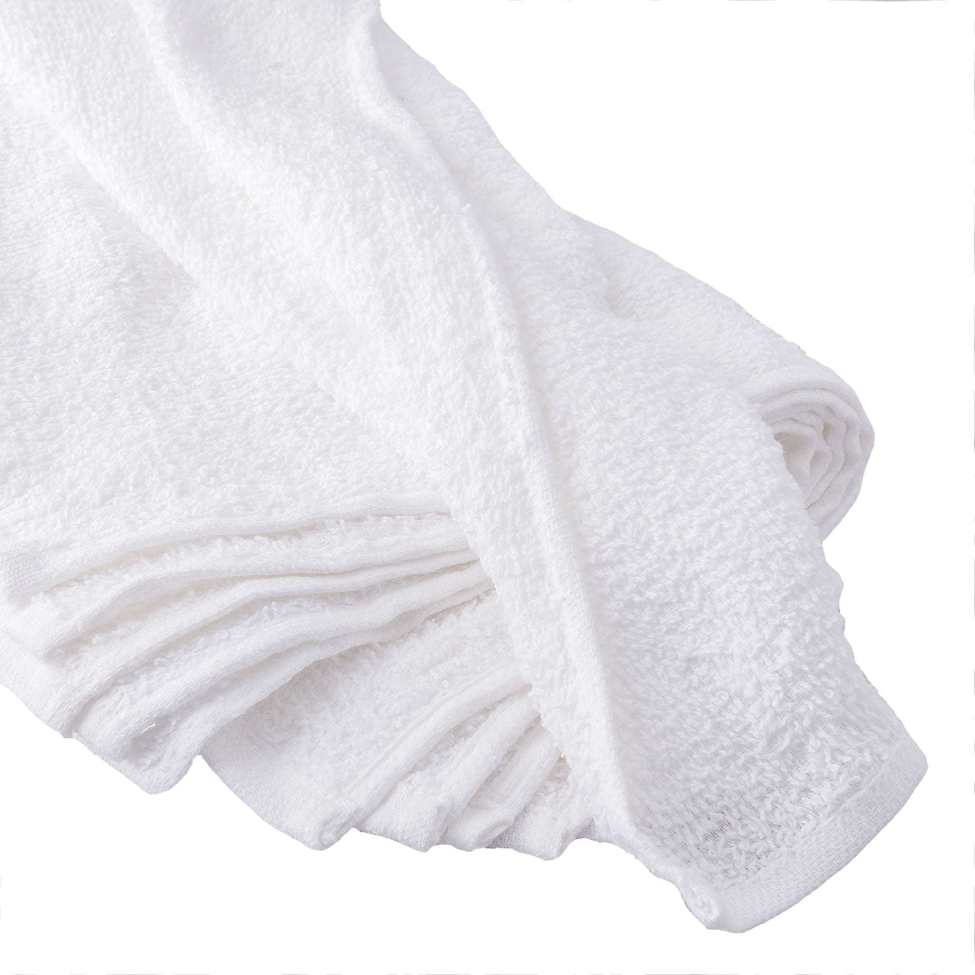 Hyper Tough 14"x 15" Terry Towels, White, 18 Count