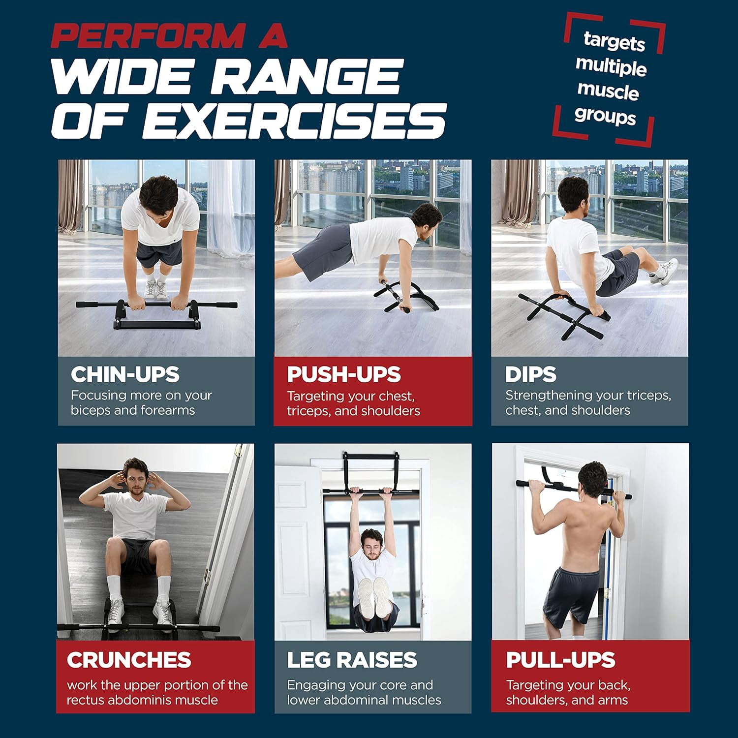 ZYPPP Pull up bar Doorway Heavy Duty Chin up bar Trainer for Home Gym Doorway Pull up bar or dip bar
