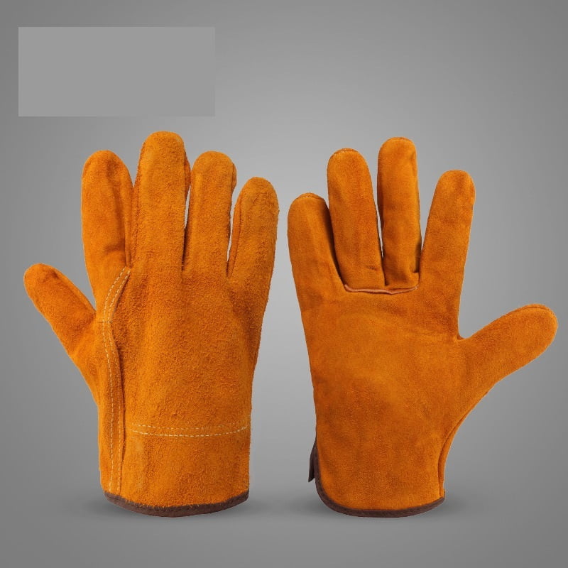 Men Work Gloves Soft Cowhide, Hunting Driving Welding Security Protection Mechanic Glove