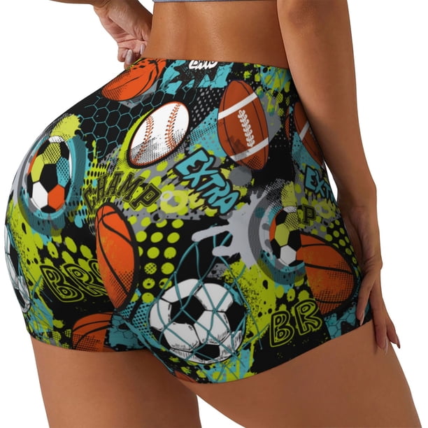 Fotbe Balls Shorts Sin Costuras – Shorts Deportivos de Cintura Alta para Mujer, Elásticos para Gimnasio, Yoga, Running o Ciclismo-Small