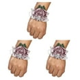 thumbnail image 4 of relayinert Unique Stretch Wristband With Handmade Satin Roses For Stylish Look Easy To Wear N10 Dousha Purple 3Set, 4 of 6