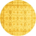 thumbnail image 1 of Ahgly Company Indoor Round Oriental Yellow Traditional Area Rugs, 6' Round, 1 of 4