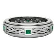 thumbnail image 4 of Wedding Bands for Men 7 MM Princess Cut Emerald 14K White Gold 0.60 CTW, 4 of 5