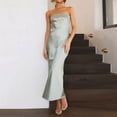 thumbnail image 2 of Vestido sin tirantes y sin espalda de satén para mujer - Ajustado - Boda/Cóctel - Poliéster - S-XL - Largo maxi, 2 of 6
