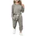 thumbnail image 2 of MKOSPLRT Lounge Sets for Kid Girls Solid Sweatsuits 2 Piece Long Sleeve Shirts Wasit Jogger Pants Comfy Tracksuits 5-13 Years, 2 of 5