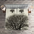 thumbnail image 2 of Ambesonne Grey Quilted Coverlet 3 Pcs, Fall Tree Monochrome Art, Queen Size, Beige Black, 2 of 2