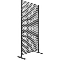 Outdoor/Indoor Privacy Fence Screen 35.4 * 74.8 in Steel Freestanding Privacy Screen Fence Panels Decorative for Patio Metal Privacy Screen Panel Outdoor (Black Coin-Shaped)