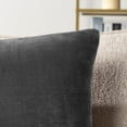 thumbnail image 3 of PAVILIA Dark Gray Throw Pillow Covers 20x20 Set of 2, Decorative Pillow Cases for Bed Sofa Couch, Boho Aesthetic Accent Decor Cushion for Bedroom Living Room, Velvet Square Euro Sham Covers, Dark Grey, 3 of 8