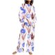 thumbnail image 2 of Puntoco Traje De Pantalón Y top De Cuello Redondo De Manga Larga Con Estampado Informal De Verano Para Mujer Azul Claro Xxxl, 2 of 5