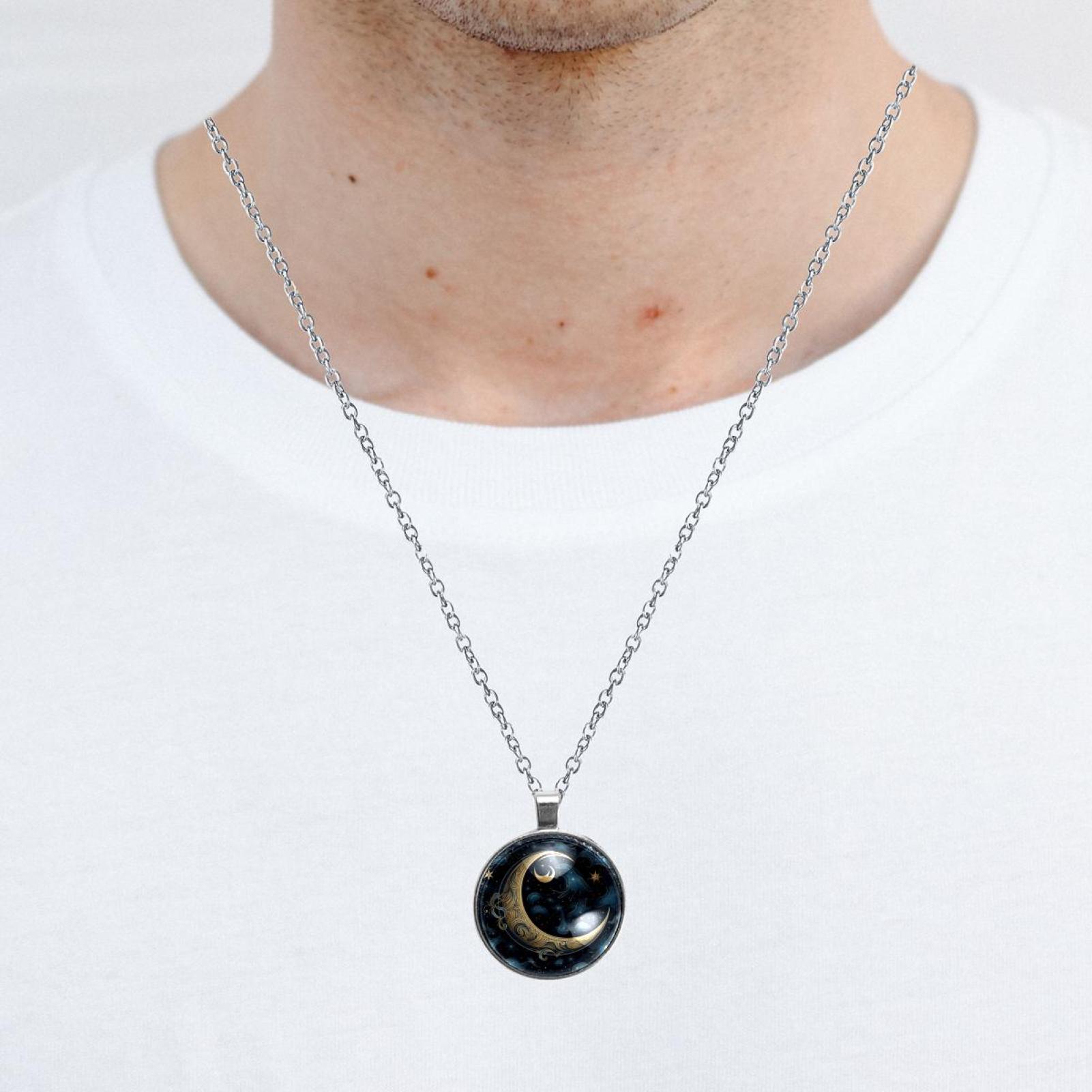 New Moon Symbol Elegant Circular Glass Pendant Necklace - Walmart.com