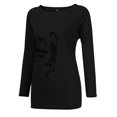 thumbnail image 4 of Mode Femme Décontractée Imprimé Col Rond T-shirt Manches Longues Ample Blouse Pull, 4 of 6
