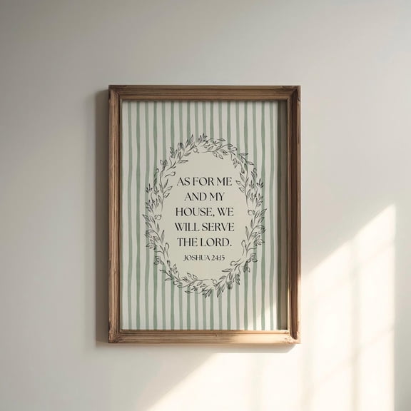 As For Me And My House We Will Serve The Lord Print, Joshua 24:15 Wall Art, Christian Wall Art, Christian Decor, Vintage Wall Art UNFRAMED PAPER POSTER, Home Decor, Vintage Gift, Living Room Dercor