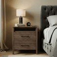 thumbnail image 4 of STYLIVIA 2-Drawer Nightstand for Adults, Royal Walnut Wood, 20.9" W x 15.7" D x 22.7" H, with Open Shelf, 4 of 17