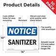 thumbnail image 2 of Sanitizer OSHA Notice Aluminum Sign 14 Inch x 10 Inch - 10 Pack, 2 of 8