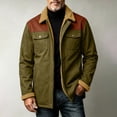 thumbnail image 2 of USNSM Men's Sherpa Fleece Cotton Jacket, Cargo Jacket, Long Sleeved Lapel Winter Warm Coat with Multiple Pockets Green S, 2 of 6