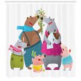 thumbnail image 3 of Bear Shower Curtain, Family Theme with Wild Bear Parents Mom and Dad Kids Siblings Baby Playroom Graphic, Fabric Bathroom Set with Hooks, 69W X 84L Inches Extra Long, Multicolor, by Ambesonne, 3 of 3