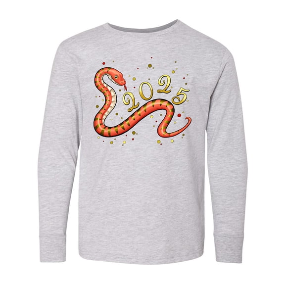 Inktastic 2025 Year of the Snake New Year Snake Long Sleeve Youth T-Shirt