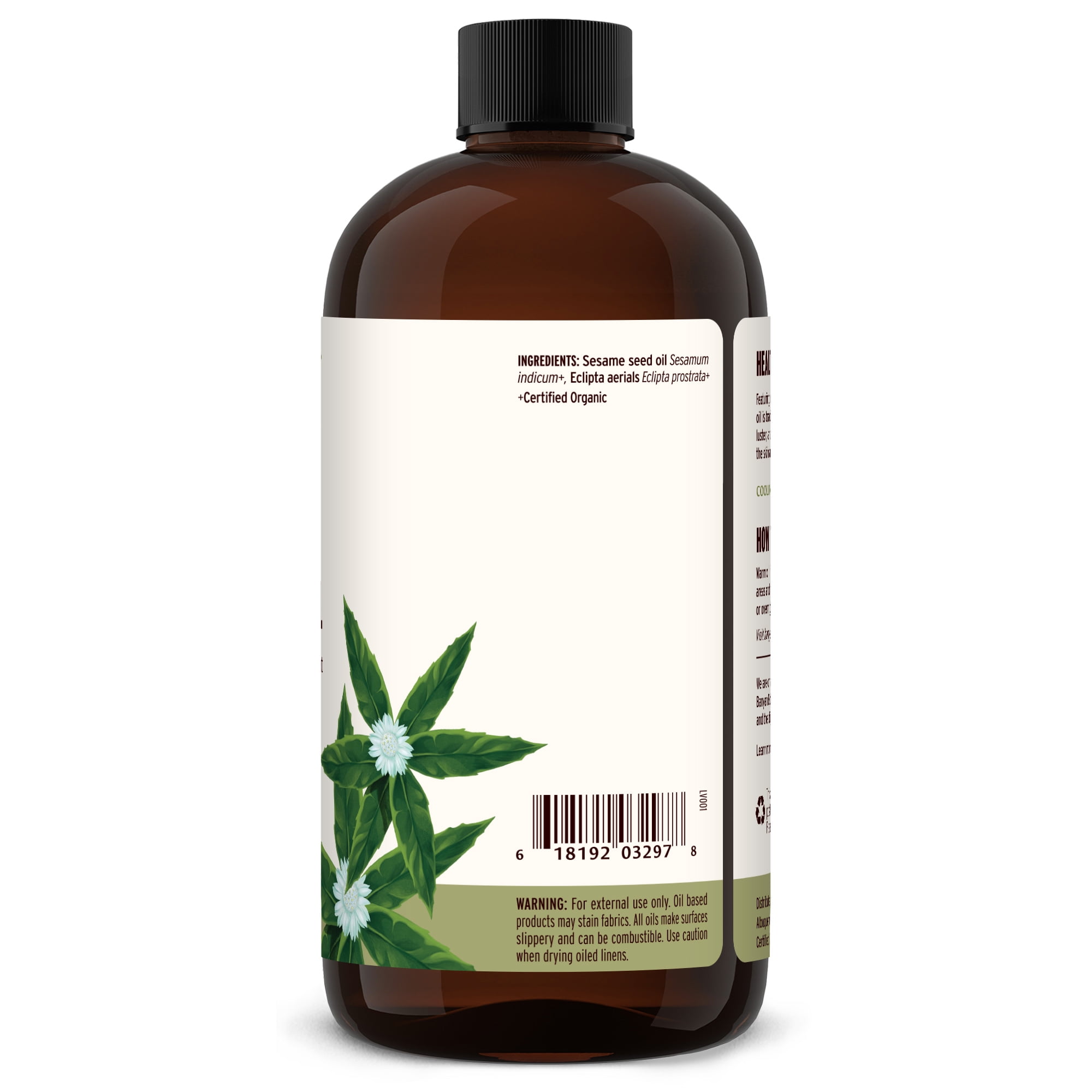 Banyan Botanicals Organic Bhringaraj Oil – Supports Healthy Hair Growth – Oil Made with Traditional Methods – 24 oz. – Non-GMO Sustainably Sourced Ayurvedic Hair Oil