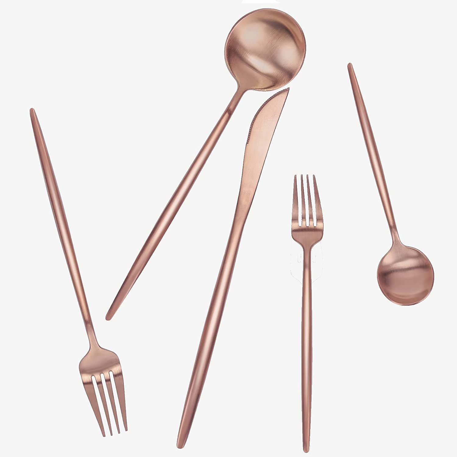 Matte Rose Gold Silverware Set 30 Pieces, SOURCE Stainless Steel