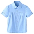 thumbnail image 3 of Cethrio Girls Cotton Dress shirts Size 14-16, Short Sleeve Summer School Uniform Casual Girls Button-down Shirts Light Blue, 3 of 6