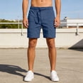 thumbnail image 2 of lcziwo Gym Shorts Men with Pockets Big and Tall Holiday Casual Elastic Waist Hiking Shorts Beach Fishing Wide Leg Dress Shorts Dark Blue XXL, 2 of 7