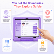 Callsky 10.1 inch Android 15 Kids Tablet, ABCmouse Authorized Learning App, 12GB+64GB, 8-Hour Battery, Parental Controls, Google Kids Space, Purple