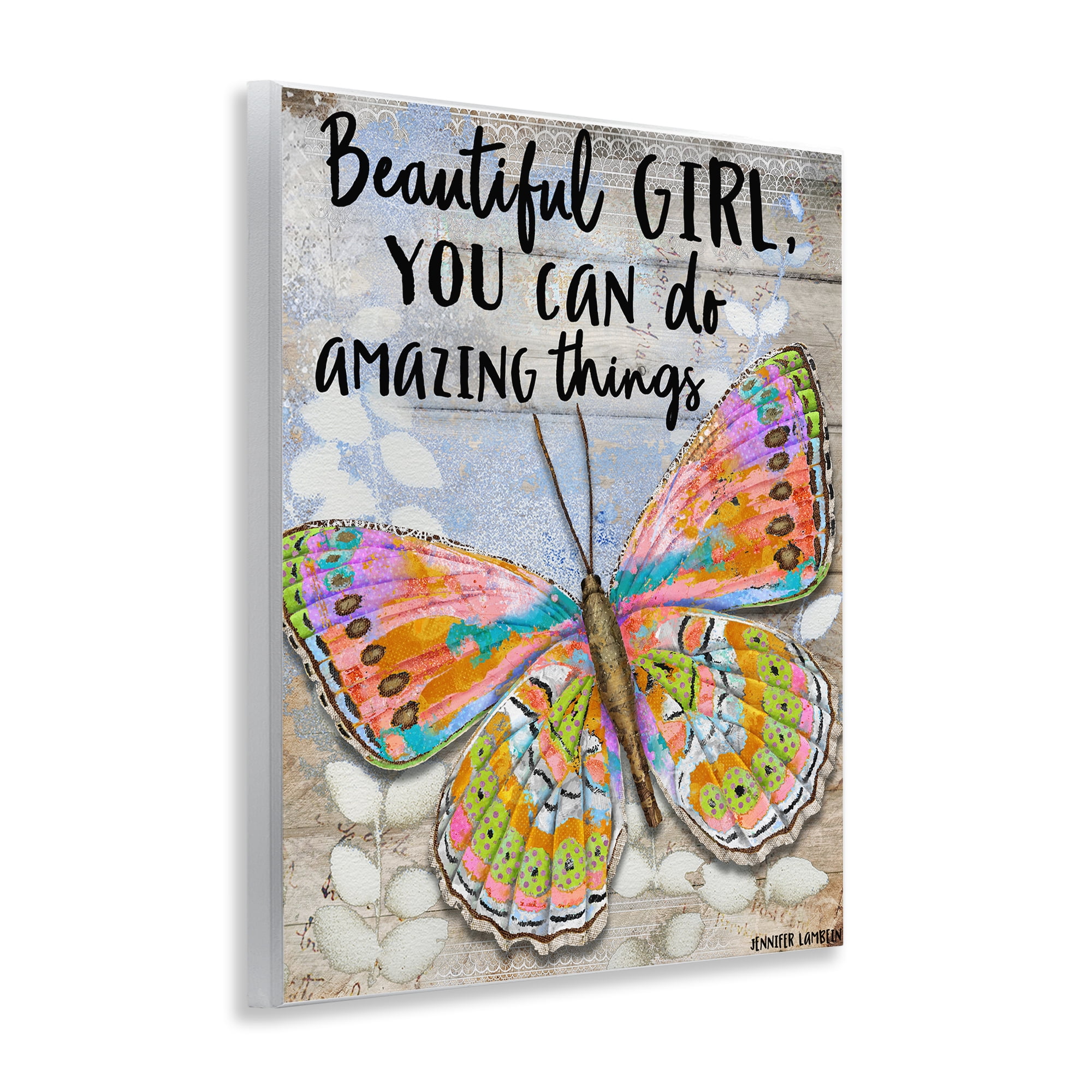 Stupell Industries Beautiful Girl & Butterfly Animals Painting Unframed Art Print Wall Art, 11 x 14
